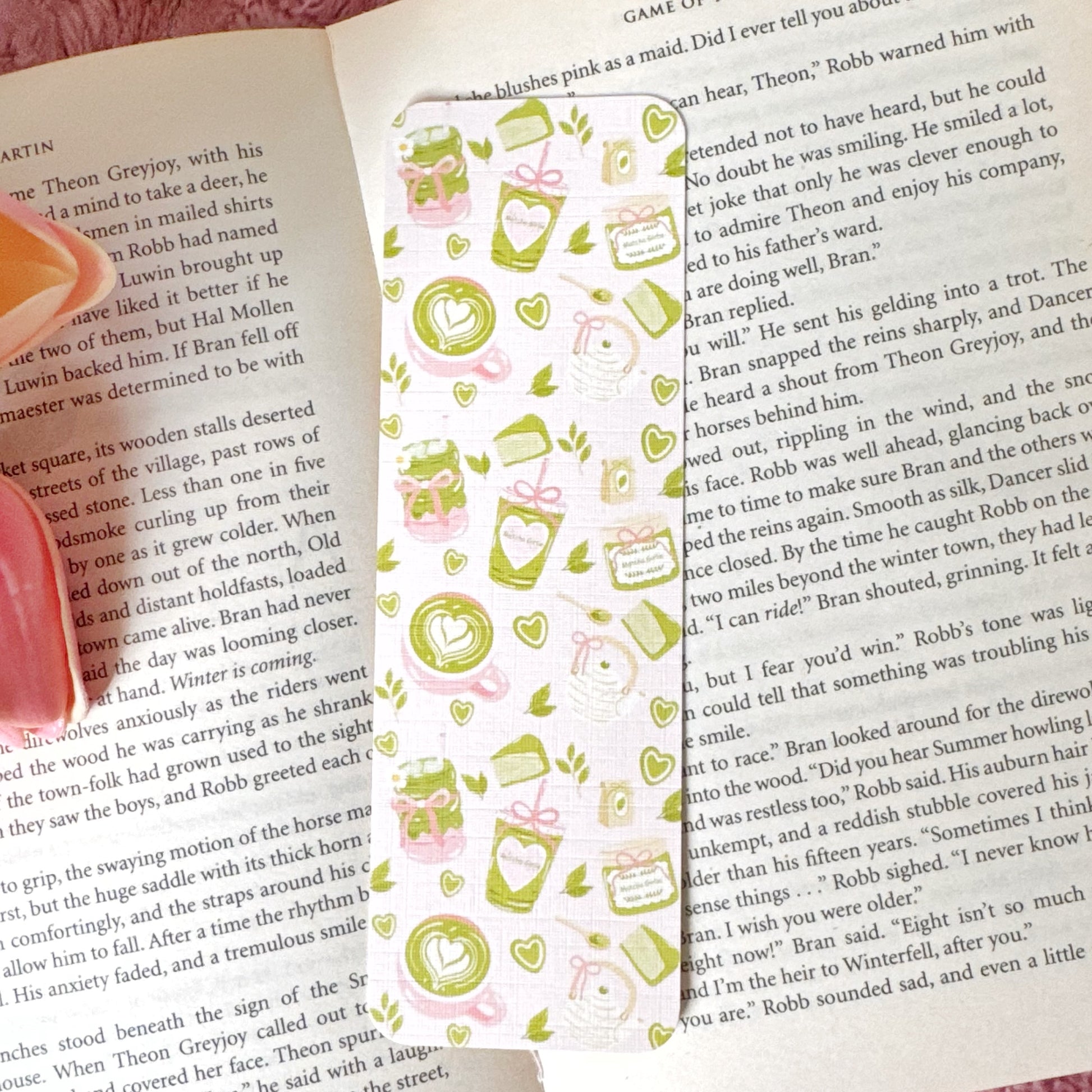 matcha themed bookmark for readers