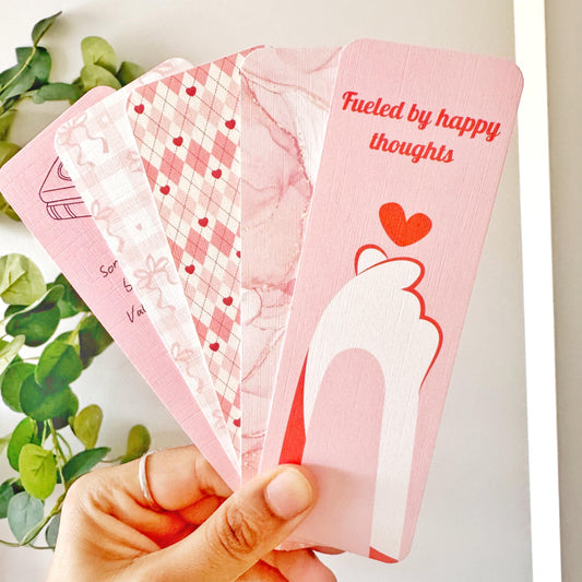 pink linen valentine bookmark set for romance readers