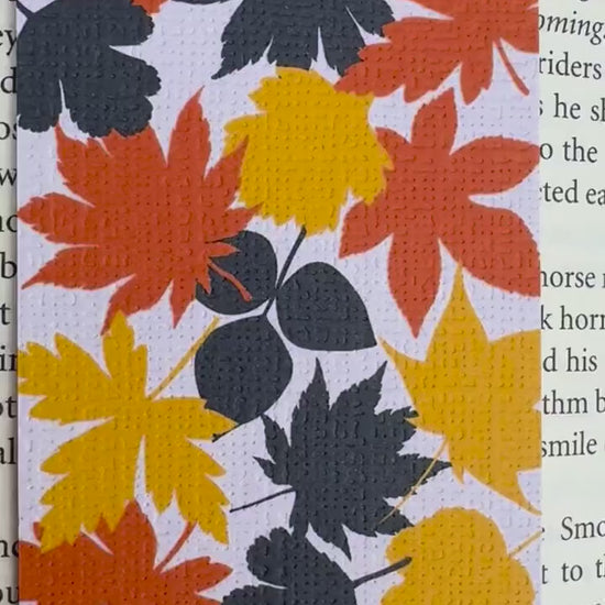 Fall Leaves Bookmark for Book Lovers double sided ,Autumn Leaves Cozy Vibes Linen Bookmark, Booklover Gift,Cute Maple Leaves Bookmark