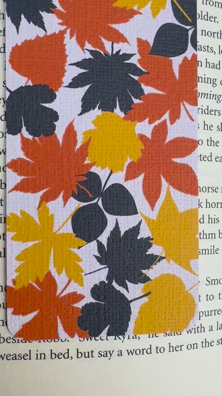 Fall Leaves Bookmark for Book Lovers double sided ,Autumn Leaves Cozy Vibes Linen Bookmark, Booklover Gift,Cute Maple Leaves Bookmark