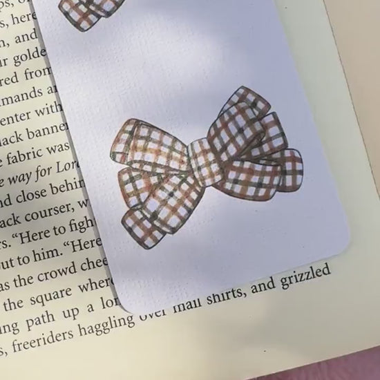 Coquette Bow Fall Bookmark for Book Lovers double sided ,Autumn Cute Bow Bookmark, Booklover Gift, Aesthetic Coquette Bow Linen Bookmark