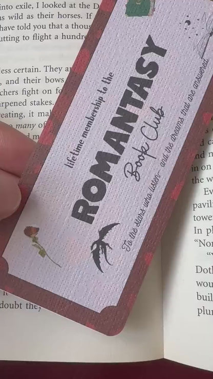 Romantasy Book Club Ticket Bookmark | Fantasy Romance Bookmark | Bookish Bookmark | Dark Romance Book Club | Admit One Bookmark Double Sided