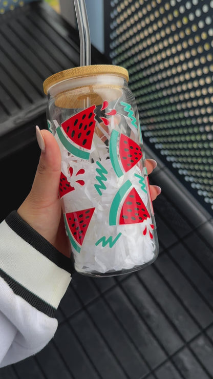 Watermelon Fruit Themed Beer Glass Can Tumbler 16 oz