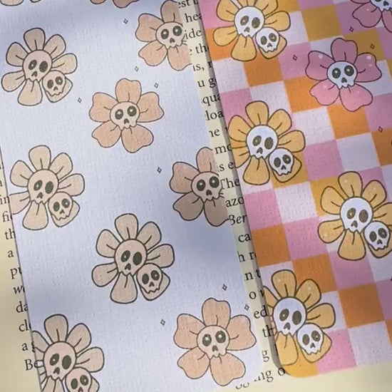 Fall Floral Ghosts Bookmark for Book Lovers double sided ,Autumn Cute Floral Linen Bookmark, Booklover Gift,Cute Pink Checkers  bookmarks