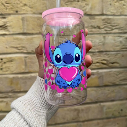 Blue Alien Friend Acrylic tumbler 16oz with plastic straw & acrylic lid,Kids cold cup, Stocking Filler Gift, Secret Santa Gift