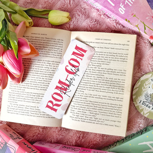 rom com readers club linen bookmark